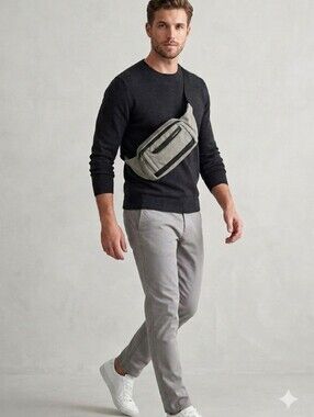 Hedgren Gray & Black Canvas Crossbody Belt Bag
